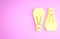 Yellow Rubber flippers for swimming icon isolated on pink background. Diving equipment. Extreme sport. Sport equipment