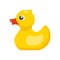 Yellow rubber plastic duck. Vector illustration in flat style