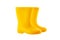 Yellow Rubber Rain Boots for kids isolated on white background