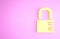 Yellow Safe combination lock icon isolated on pink background. Combination padlock. Security, safety, protection