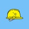 Yellow safety helmet line icon