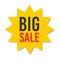 Yellow sale starburst sticker - star edge round label and badge with best offer and discount signs.