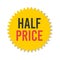 Yellow sale starburst sticker - star edge round label and badge with best offer and discount signs.