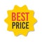 Yellow sale starburst sticker - star edge round label and badge with best offer and discount signs.
