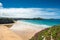 Yellow sands of Great Western beach in Newquay