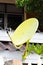 Yellow Satellite dish antennas