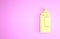 Yellow Sauce bottle icon isolated on pink background. Ketchup, mustard and mayonnaise bottles with sauce for fast food