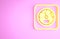Yellow Sauna thermometer icon isolated on pink background. Sauna and bath equipment. Minimalism concept. 3d illustration