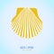 Yellow scallop shell. Camino de Santiago symbol.