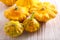 Yellow scalloped squash called patty pan