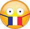 Yellow scared emoji in French medical mask protecting from SARS, coronavirus, bird flu and other viruses, germs and bacteria and