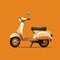 Yellow Scooter On Orange Background In Vray Style