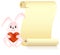 Yellow scroll and bunny with heart