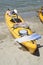 Yellow sea tandem kayak on beach