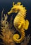 Yellow seahorse closeup