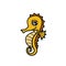 Yellow seahorse on white background.Illustration of seahorse.