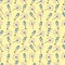 Yellow seamless pattern with the glasses of champagne and sparklers. Christmas and New Year design.