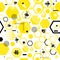 Yellow Seamless pattern honeycombs. Cute bees background. Vector illustration