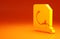 Yellow Search concept with folder icon isolated on orange background. Magnifying glass and document. Data and
