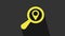 Yellow Search location icon isolated on grey background. Magnifying glass with pointer sign. 4K Video motion graphic