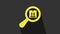 Yellow Search package icon isolated on grey background. Parcel tracking symbol. Magnifying glass and cardboard box