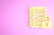 Yellow Server security with closed padlock icon isolated on pink background. Security, safety, protection concept