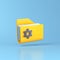 Yellow Setting Computer Folder With Blank Documents.