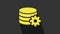 Yellow Setting database server icon isolated on grey background. Database Center. 4K Video motion graphic animation