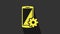 Yellow Setting on smartphone icon isolated on grey background. Mobile and gear. Adjusting, service, setting, maintenance