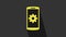 Yellow Setting on smartphone icon isolated on grey background. Mobile and gear. Adjusting, service, setting, maintenance