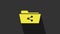 Yellow Share folder icon isolated on grey background. Folder sharing. Folder transfer sign. 4K Video motion graphic