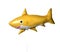 Yellow shark fish metallic balloon isolated on a white