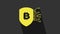 Yellow Shield with bitcoin icon isolated on grey background. Cryptocurrency mining, blockchain technology, security