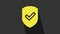 Yellow Shield with check mark icon isolated on grey background. Protection symbol. Security check Icon. Tick mark