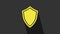 Yellow Shield icon isolated on grey background. Guard sign. 4K Video motion graphic animation