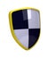 Yellow shield with white and black diagonal squares - high resolution image