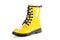 Yellow Shiny leather shoes. Shining boots isolated