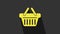 Yellow Shopping basket icon isolated on grey background. 4K Video motion graphic animation