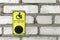 Yellow sign with help button calling for disabled people, Braille blind duplication