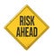 Yellow sign on a white background - Risk ahead