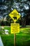 A yellow signboard caution sign in Avery Island, Louisiana