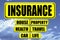 Yellow signboard with the word Insurance written