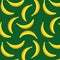 Yellow single banana pattern on green background