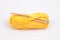 Yellow skein and traditional wooden crochet