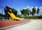 Yellow slide at public playground