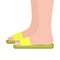 Yellow slipper side view. Women`s beach or indoor shoes