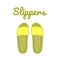 Yellow slipper top view. Women`s beach or indoor shoes