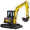 Yellow small excavator