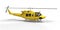 Yellow small military transport helicopter on white isolated background. The helicopter rescue service. Air taxi