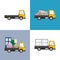 Yellow Small Trucks with Different Loads
